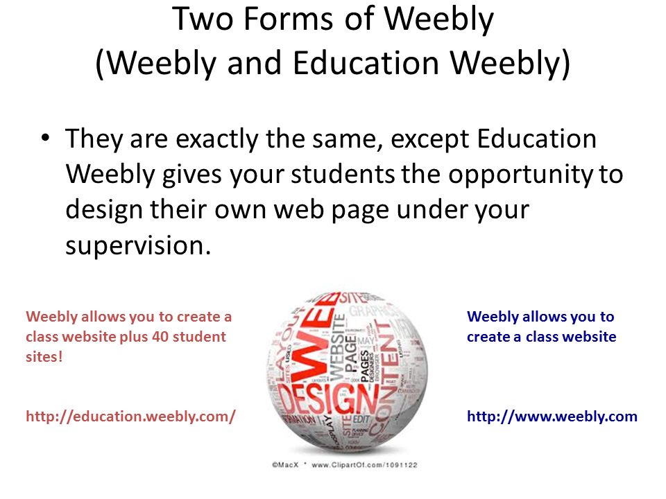 Two Forms of Weebly (Weebly and Education Weebly)
