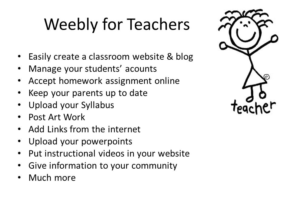 Weebly for Teachers Easily create a classroom website & blog