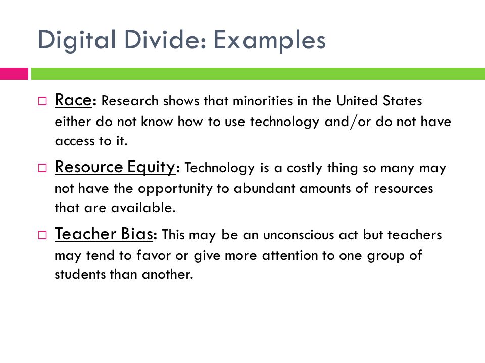 examples of digital divide