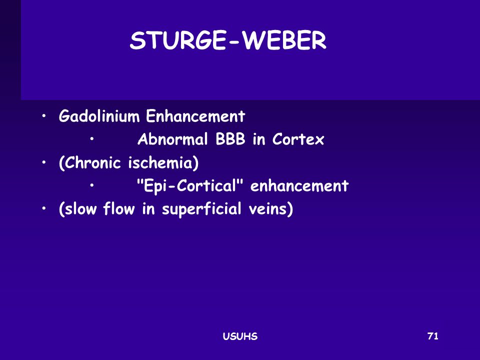 STURGE-WEBER Gadolinium Enhancement Abnormal BBB in Cortex