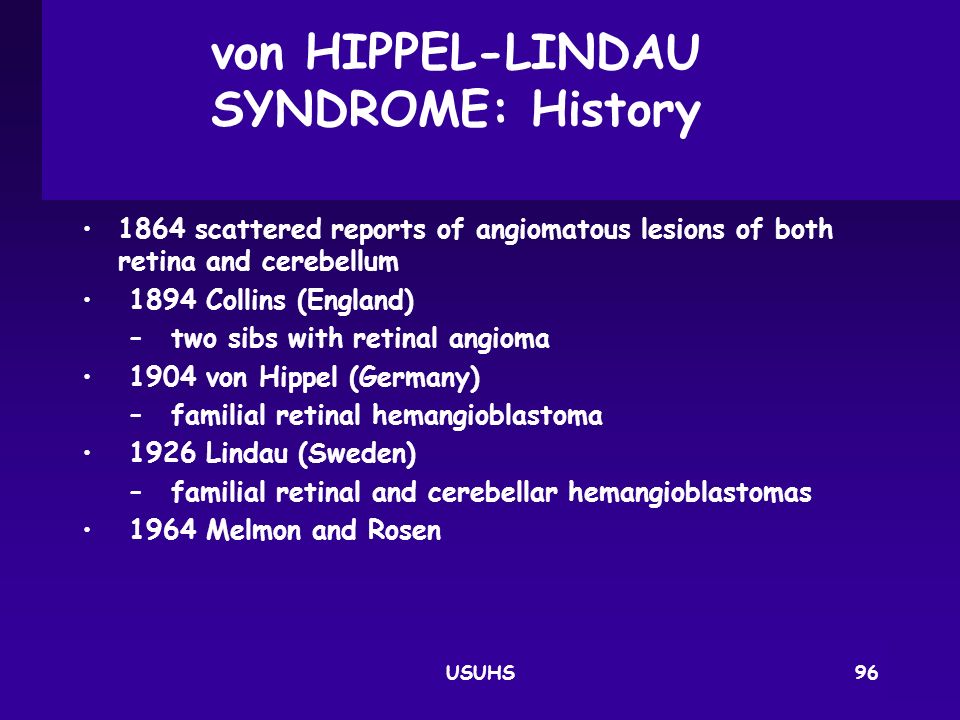 von HIPPEL‑LINDAU SYNDROME: History
