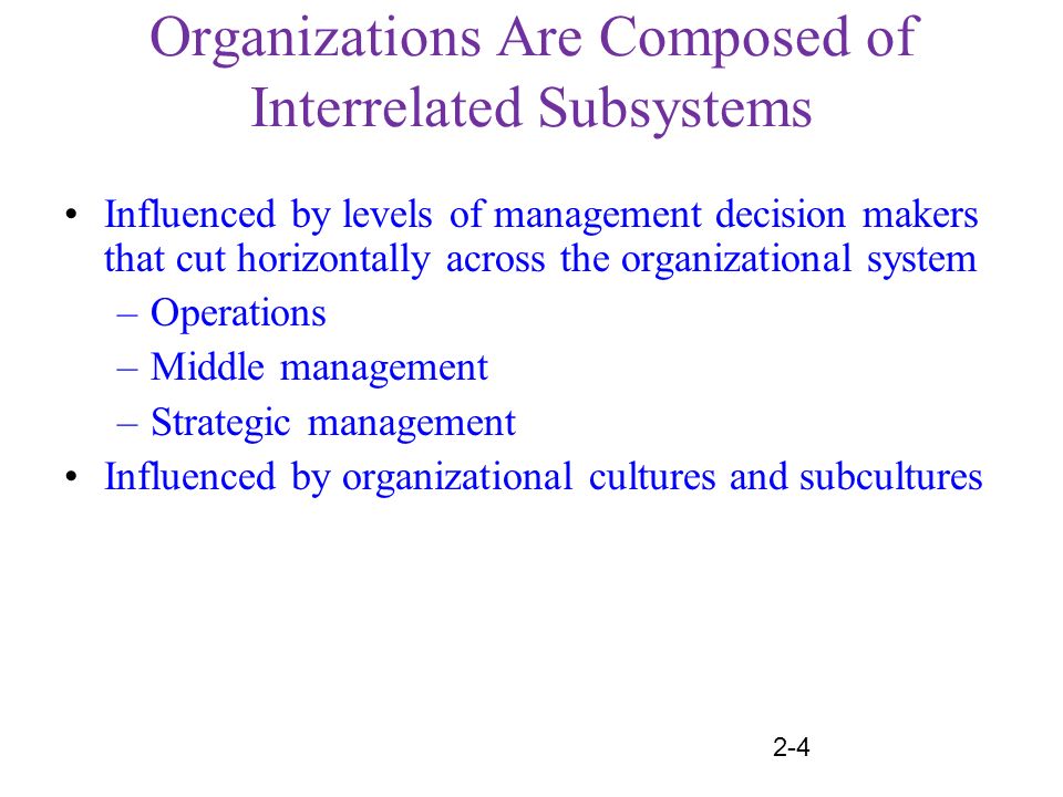 Organizations Are Composed of Interrelated Subsystems