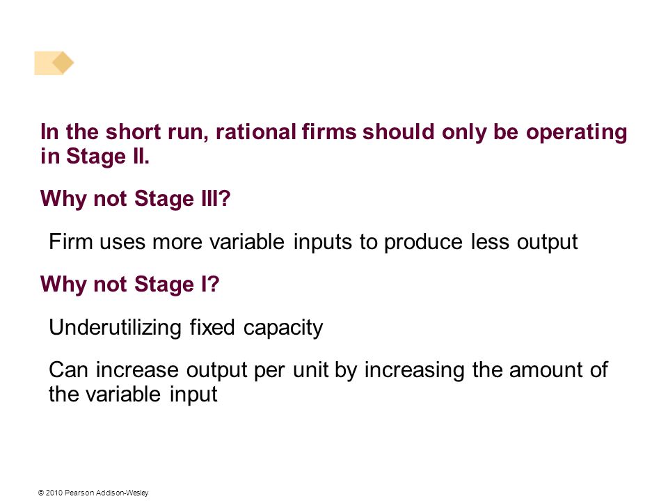 In the short run, rational firms should only be operating in Stage II.
