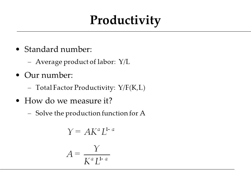 Productivity Standard number: Our number: How do we measure it