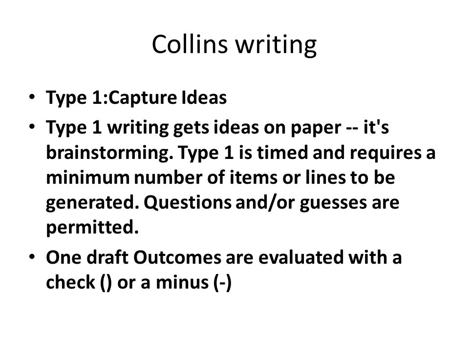 Collins writing Type 1:Capture Ideas