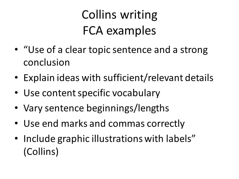 Collins writing FCA examples