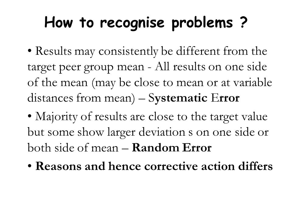 How to recognise problems