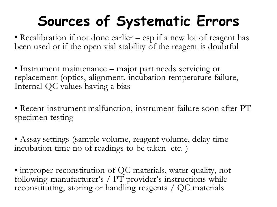 Sources of Systematic Errors
