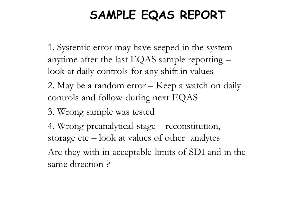SAMPLE EQAS REPORT