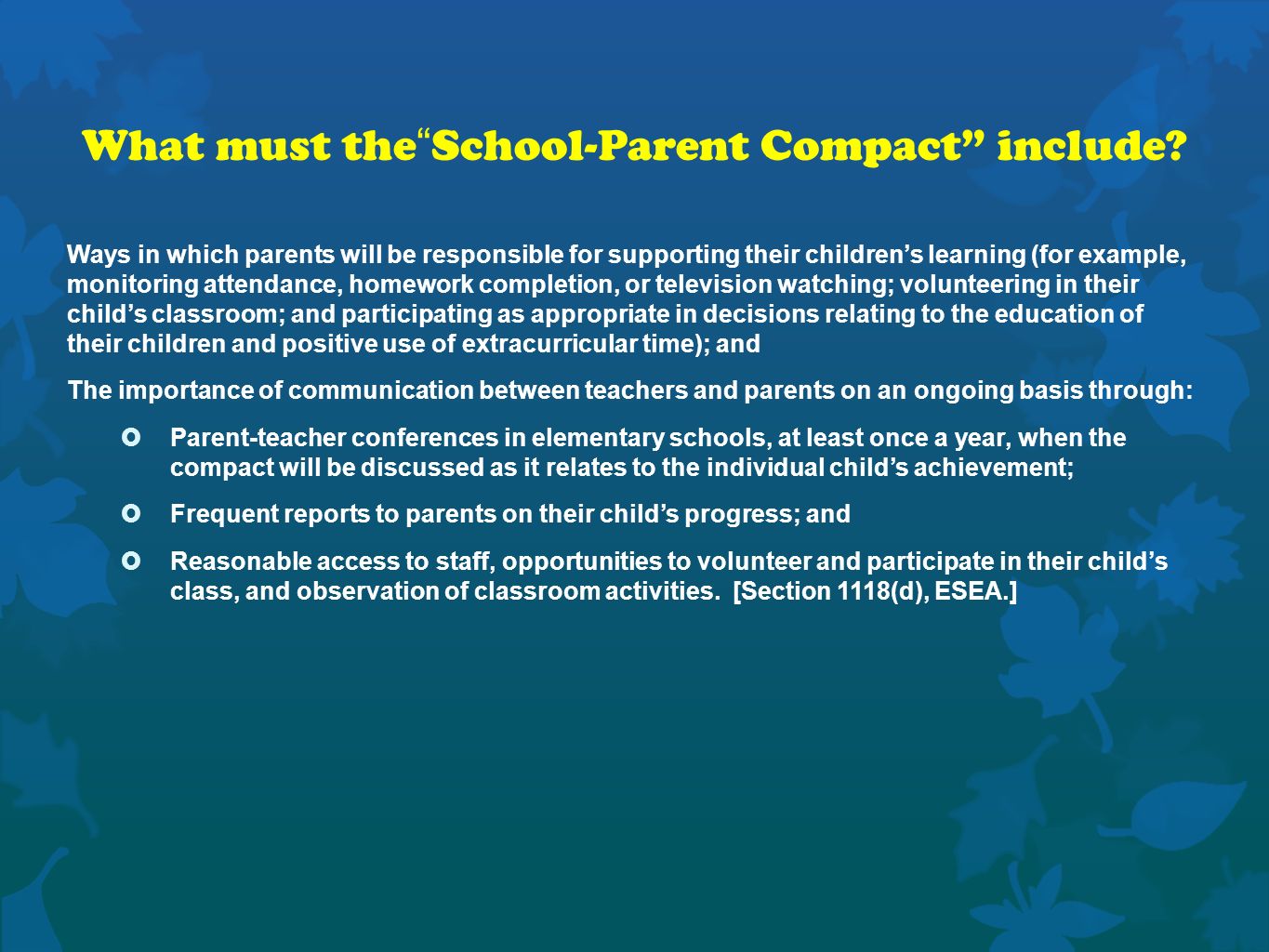 What must the School-Parent Compact include