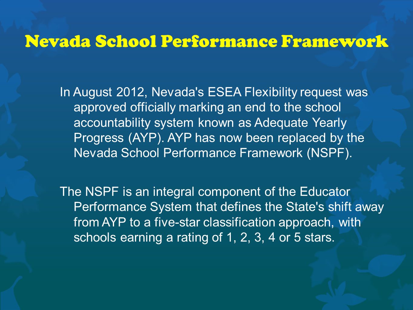 Nevada School Performance Framework
