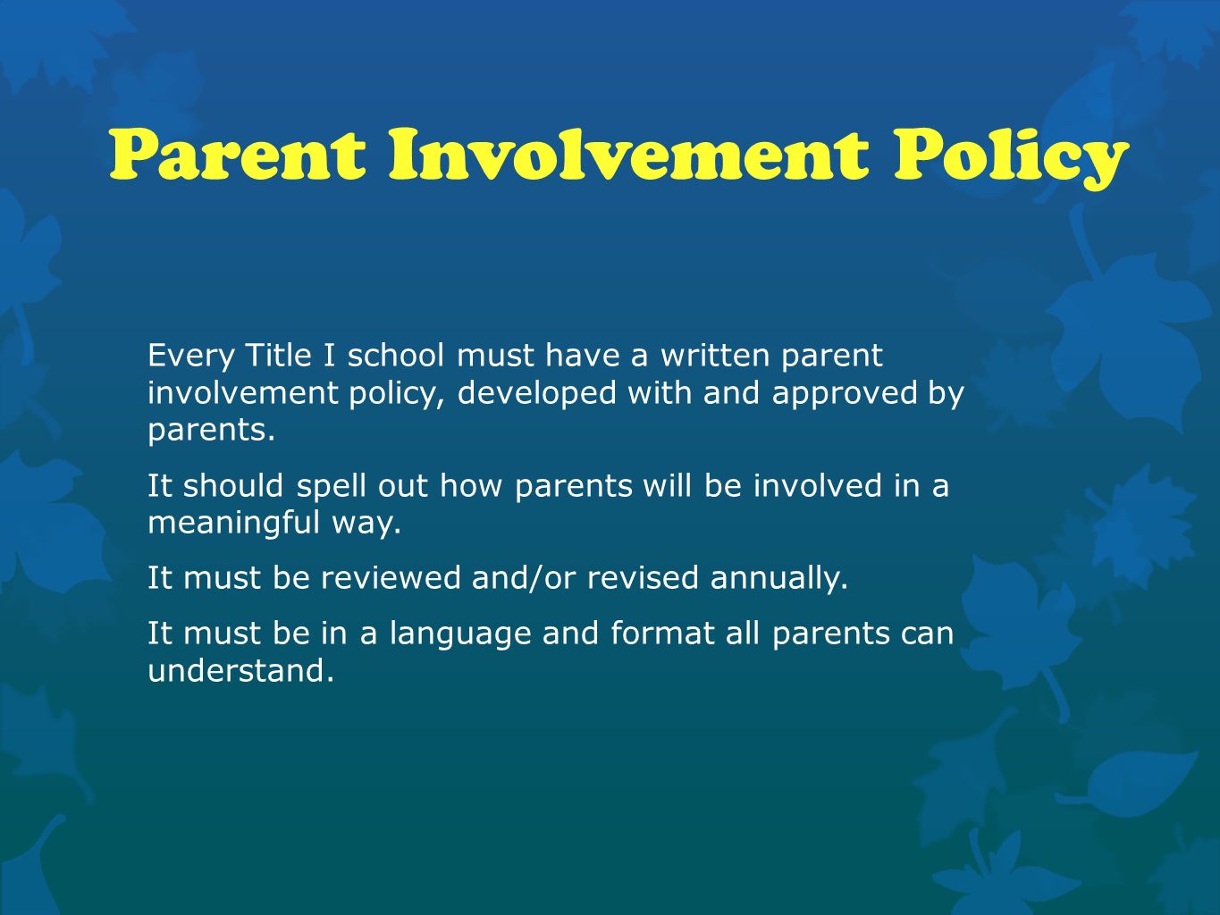 Parent Involvement Policy