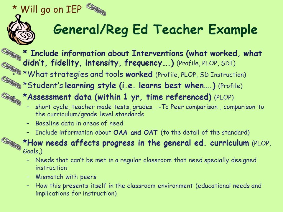 General/Reg Ed Teacher Example