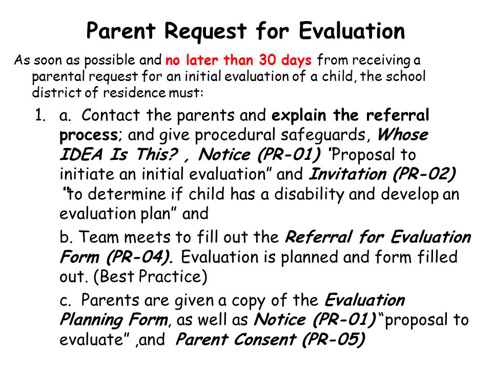 Parent Request for Evaluation