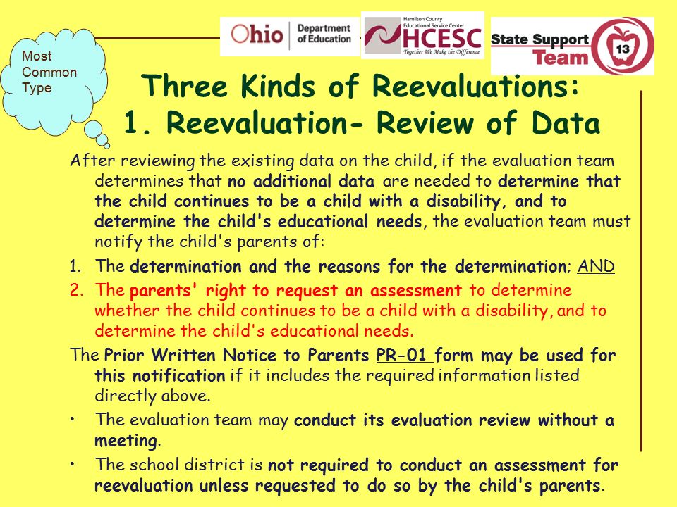 Three Kinds of Reevaluations: 1. Reevaluation- Review of Data