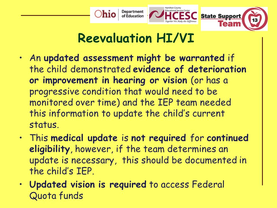 Reevaluation HI/VI