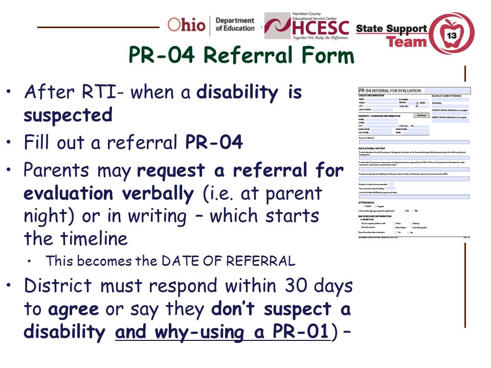 PR-04 Referral Form After RTI- when a disability is suspected