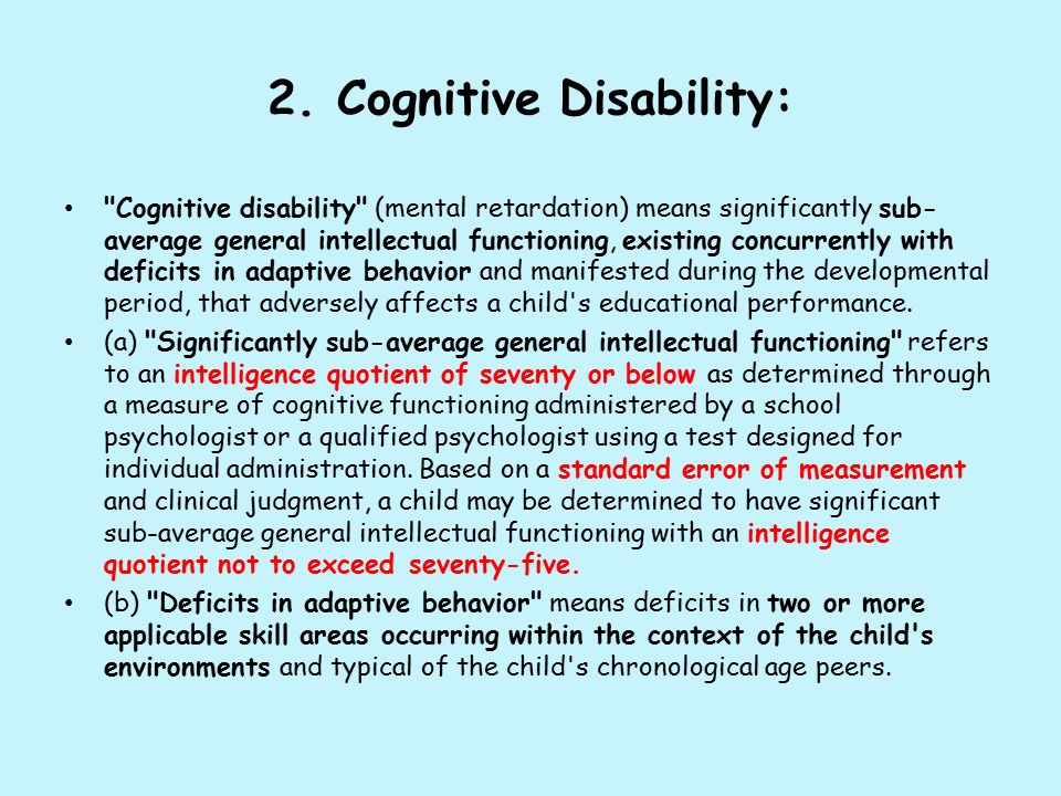 2. Cognitive Disability: