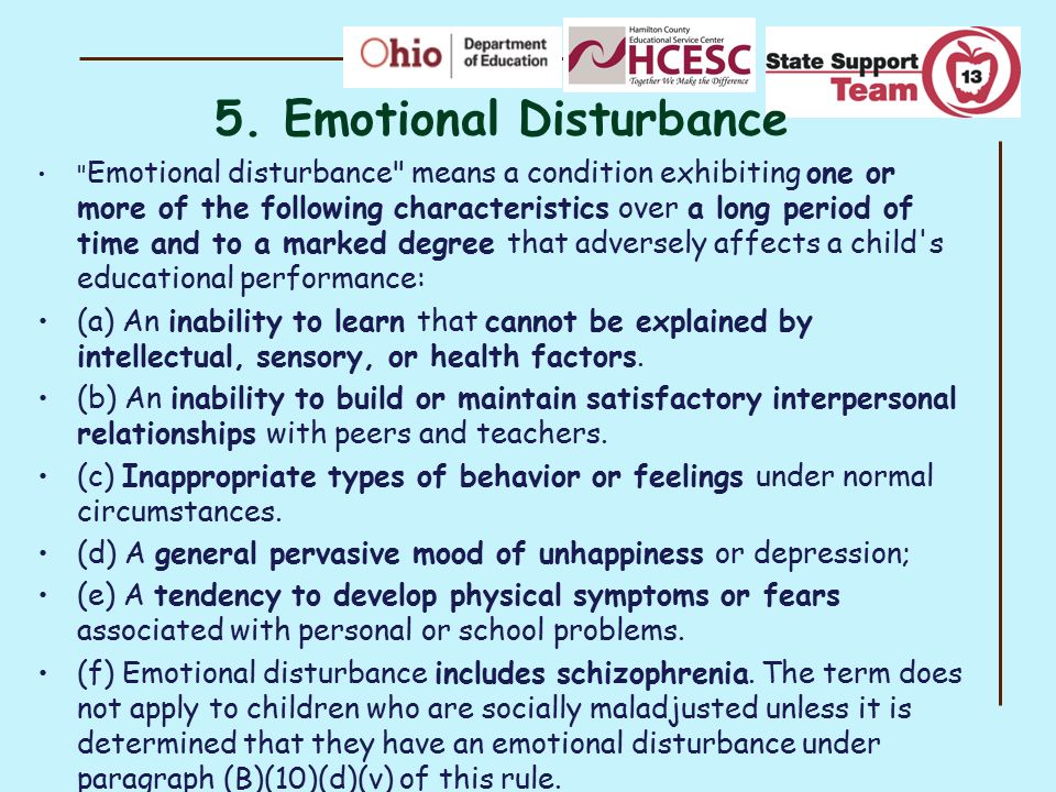 5. Emotional Disturbance