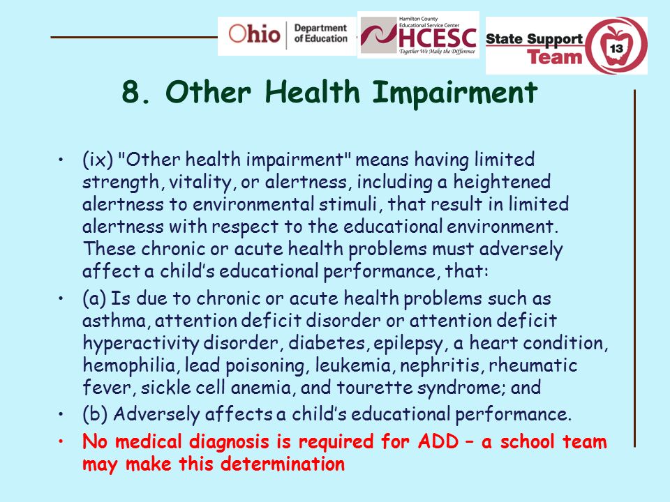 8. Other Health Impairment