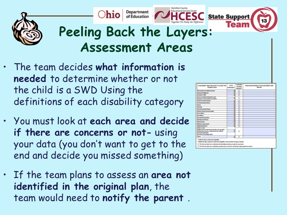 Peeling Back the Layers: Assessment Areas