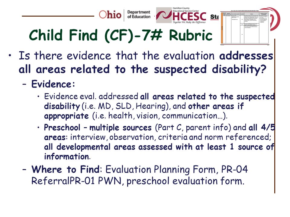 Child Find (CF)-7# Rubric