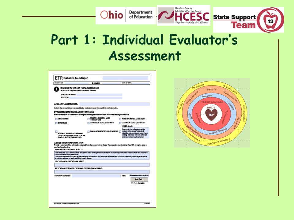 Part 1: Individual Evaluator’s Assessment