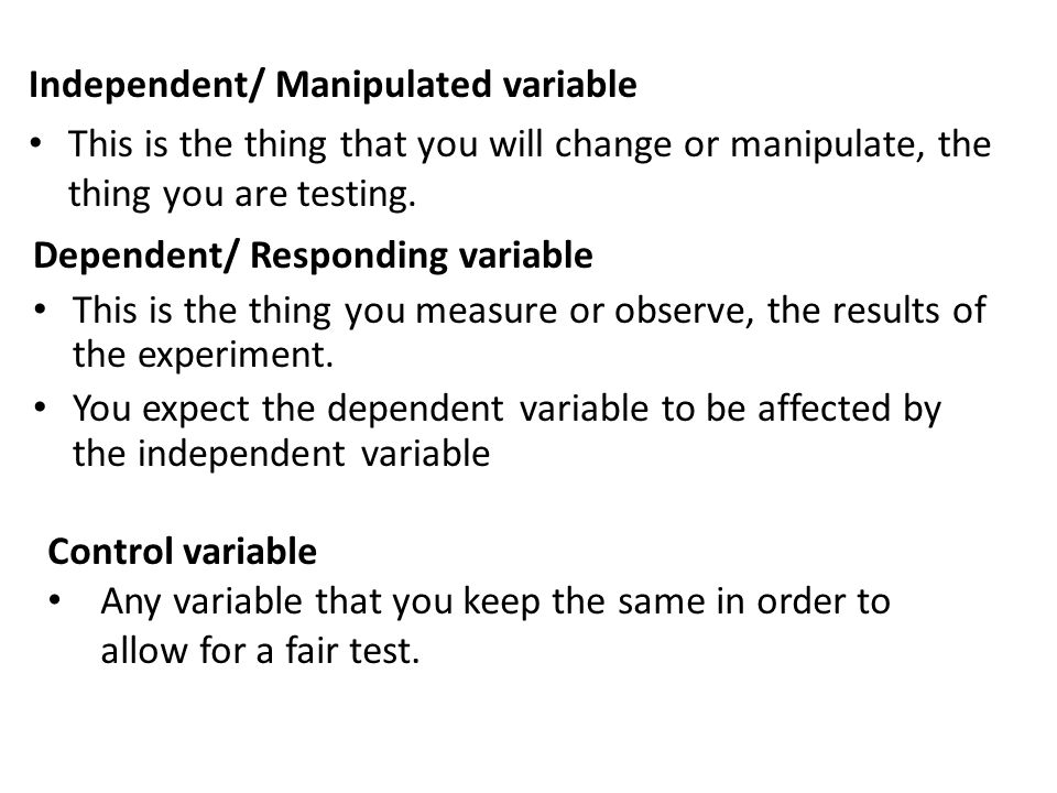 Independent/ Manipulated variable