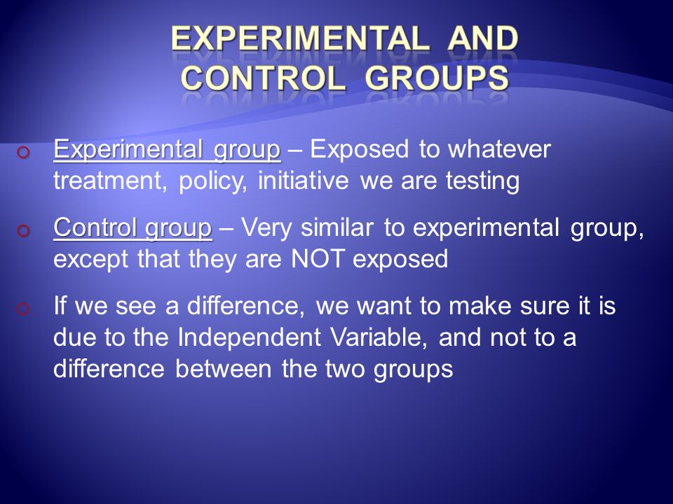 Experimental and Control Groups