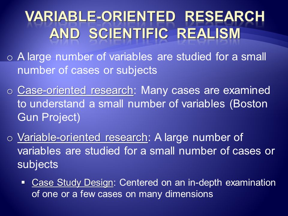 Variable-Oriented Research and scientific realism