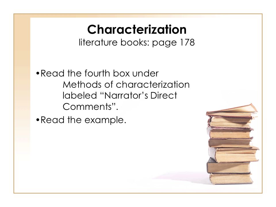 Characterization literature books: page 178