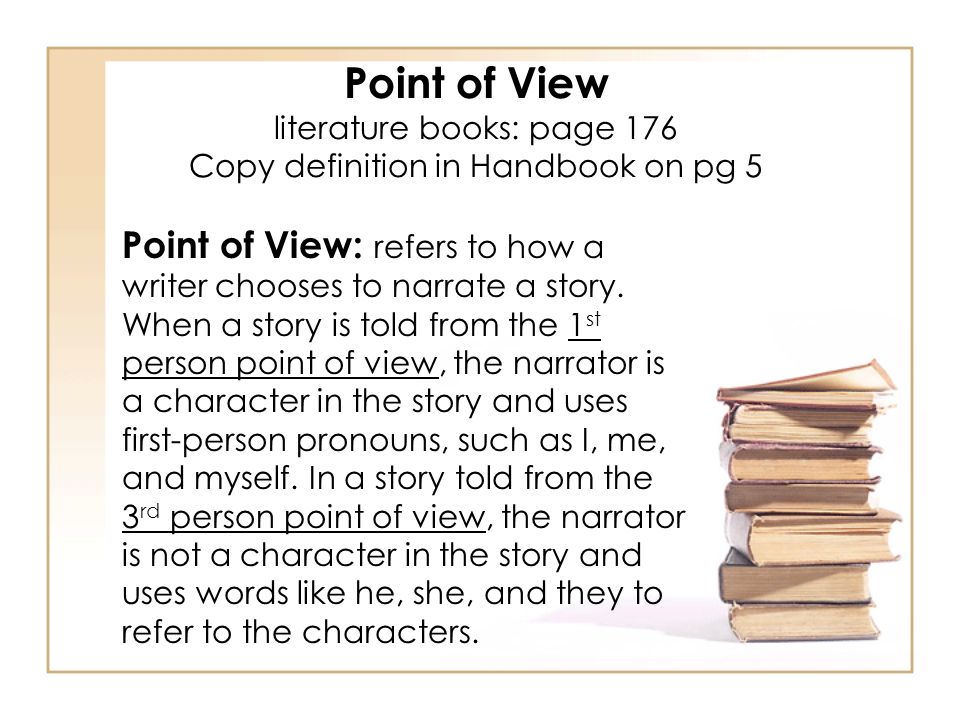 Point of View literature books: page 176 Copy definition in Handbook on pg 5