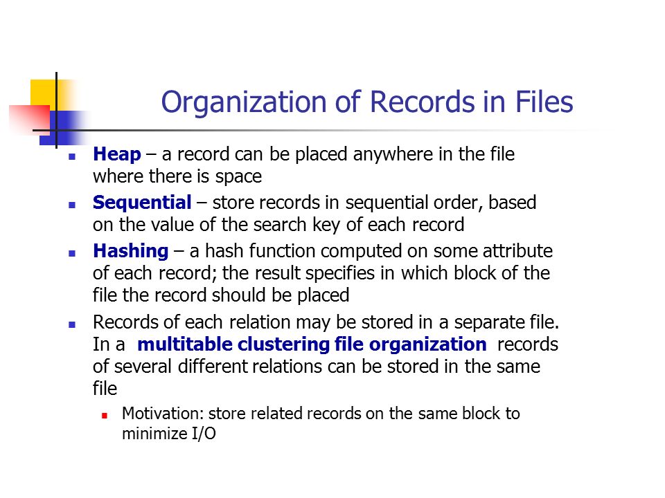 Organization of Records in Files