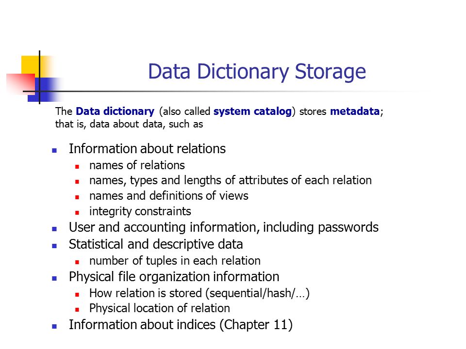 Data Dictionary Storage