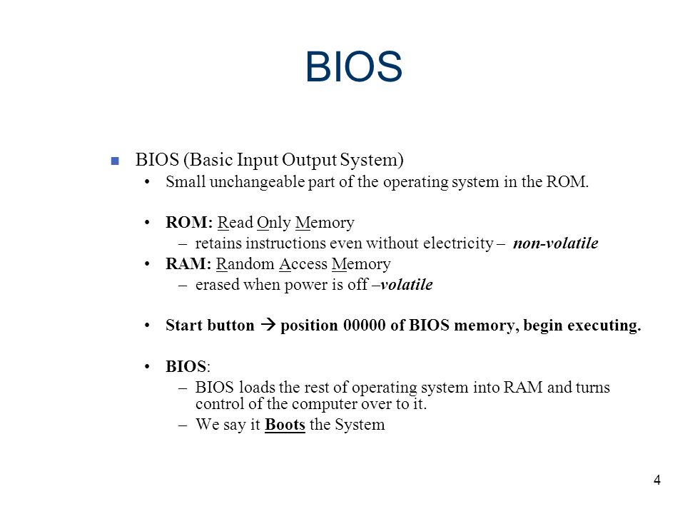 BIOS BIOS (Basic Input Output System)