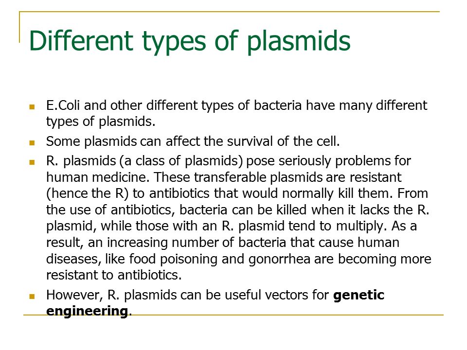 Different types of plasmids