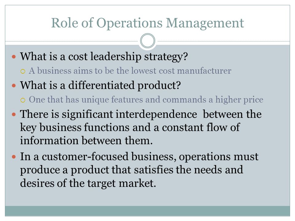 Role of Operations Management