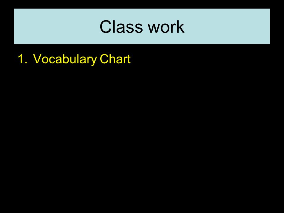 Class work Vocabulary Chart