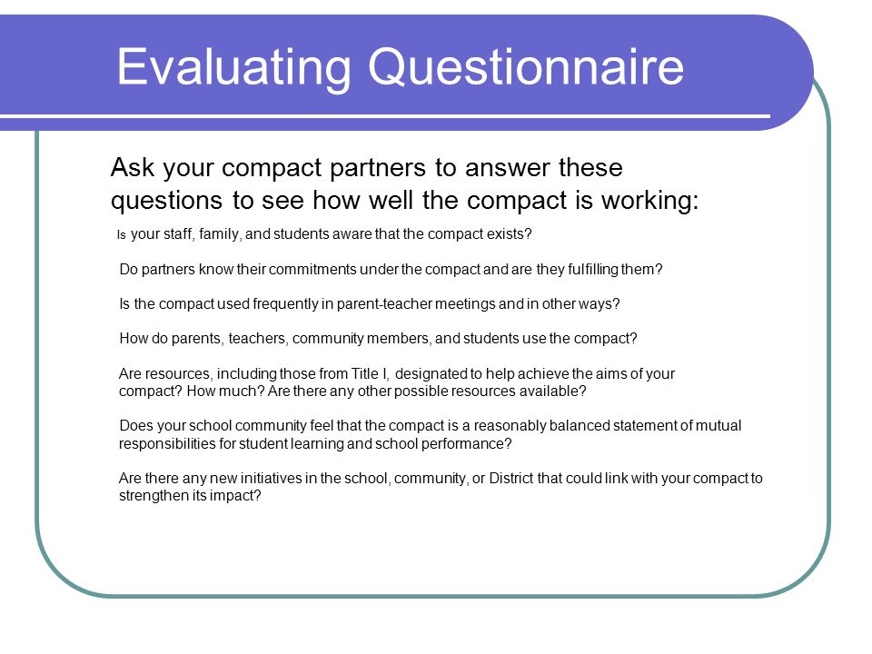 Evaluating Questionnaire