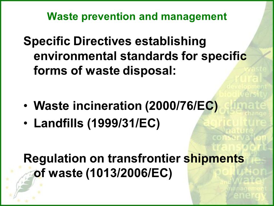 Waste prevention and management