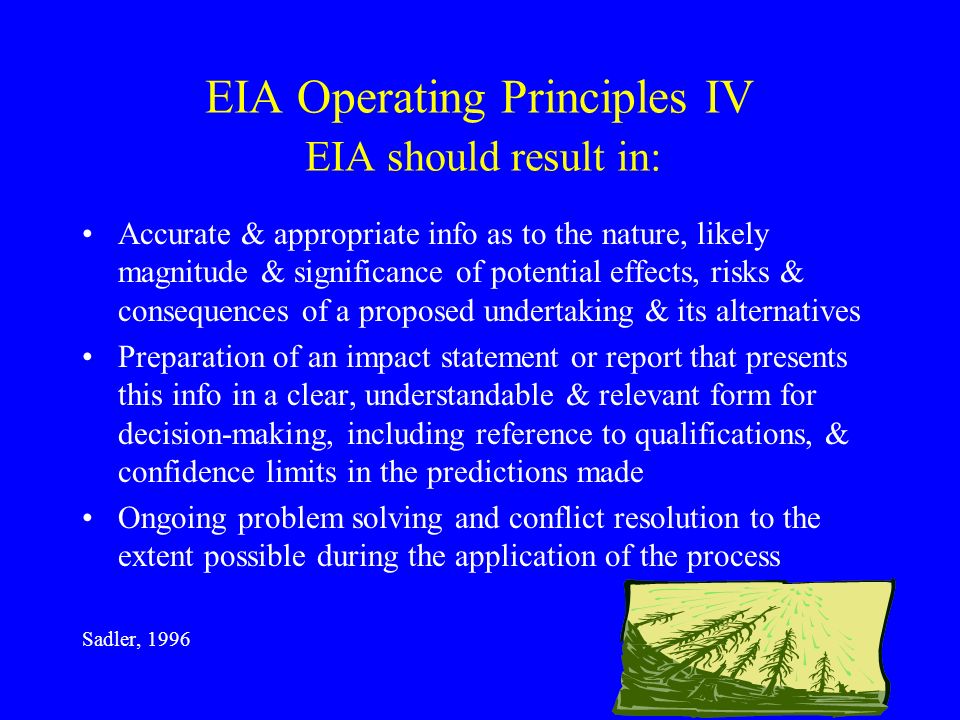 EIA Operating Principles IV EIA should result in: