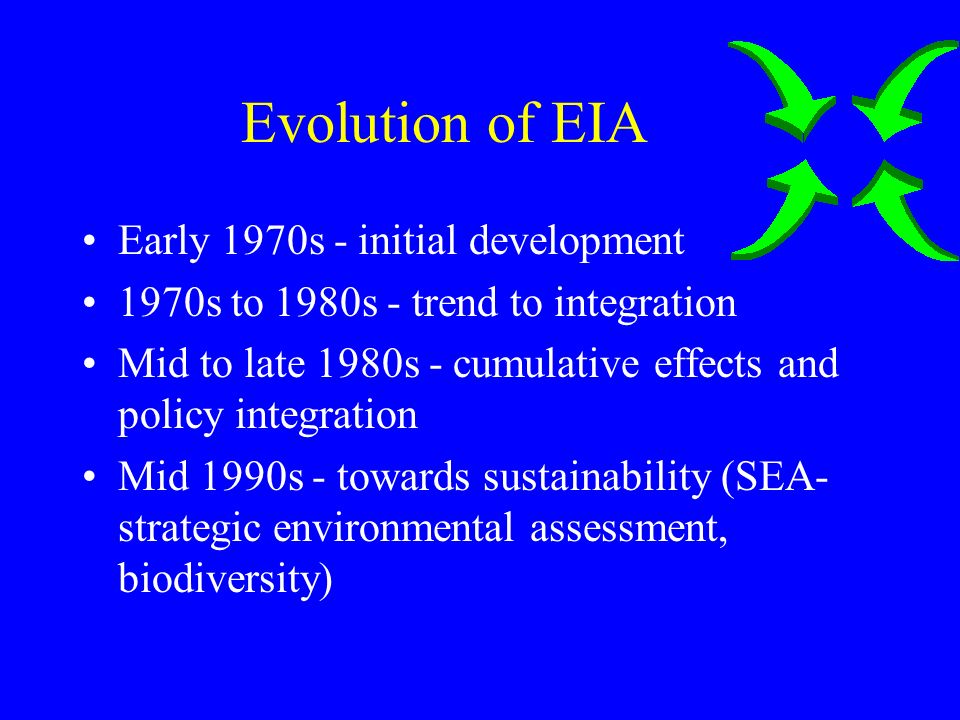 Evolution of EIA Early 1970s - initial development