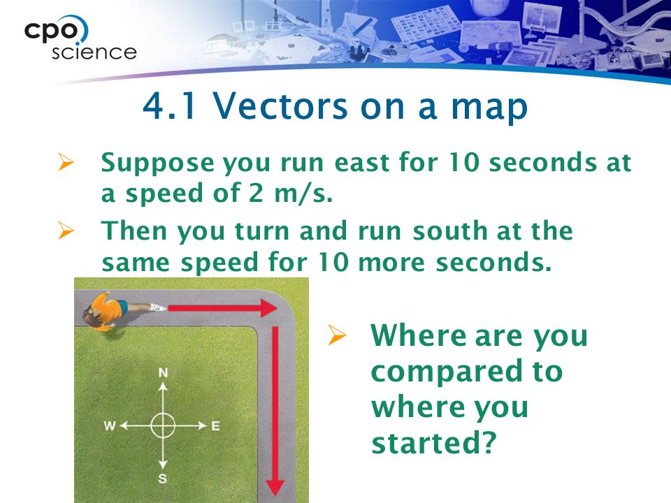 4.1 Vectors on a map Where are you compared to where you started