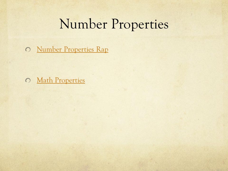 Number Properties Number Properties Rap Math Properties