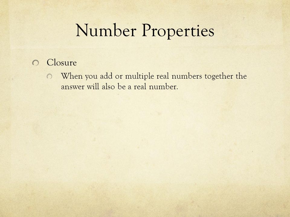 Number Properties Closure