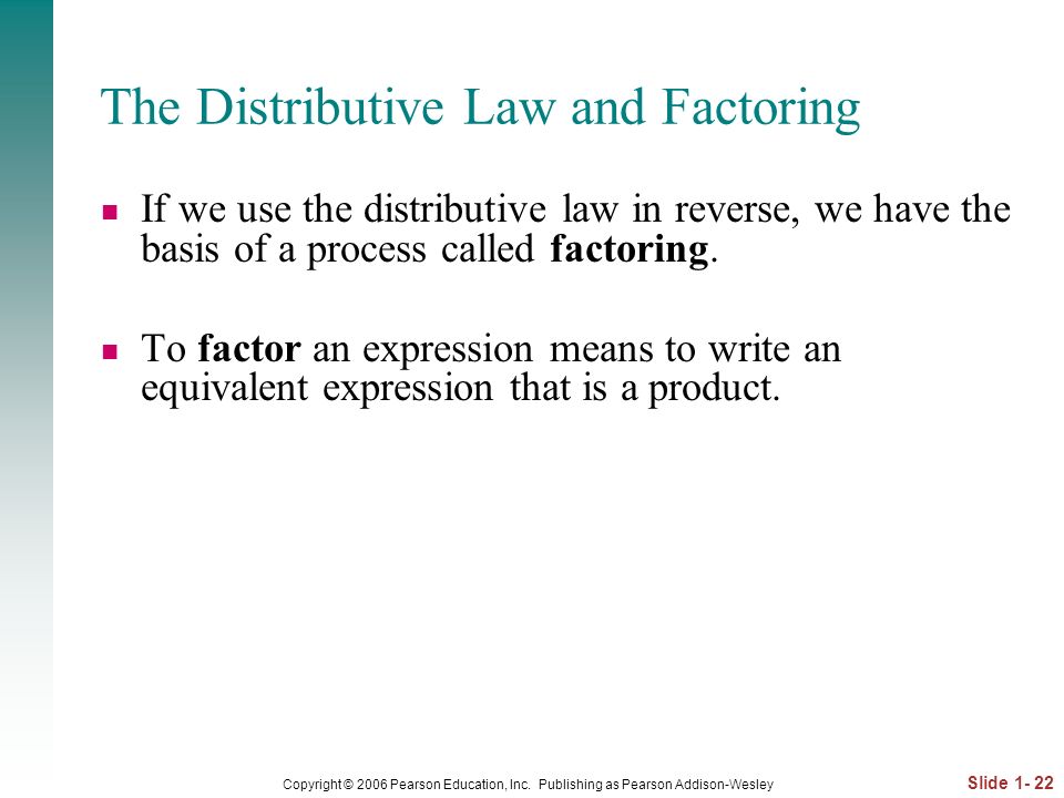 The Distributive Law and Factoring