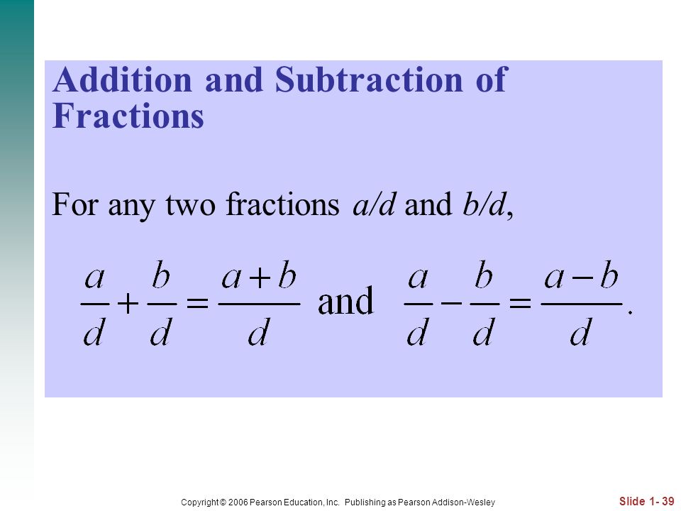 Addition and Subtraction of Fractions