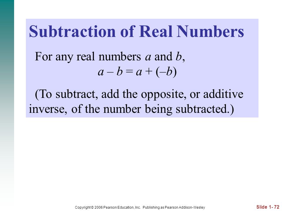 Subtraction of Real Numbers