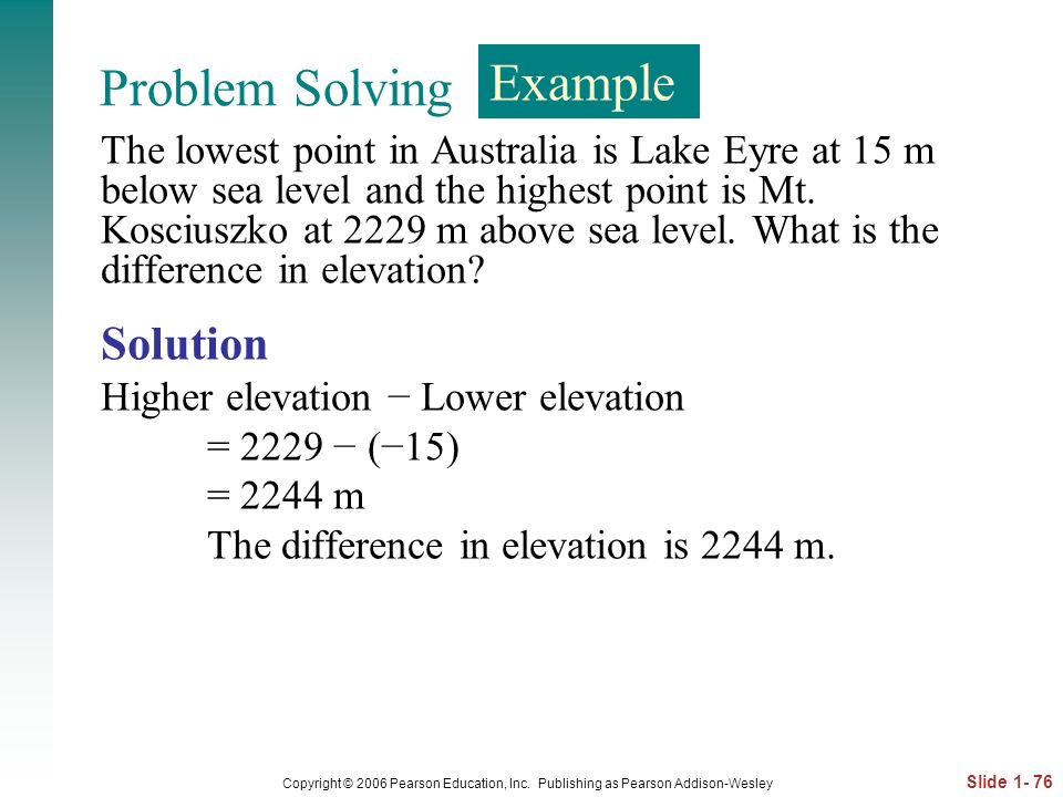 Problem Solving Example Solution