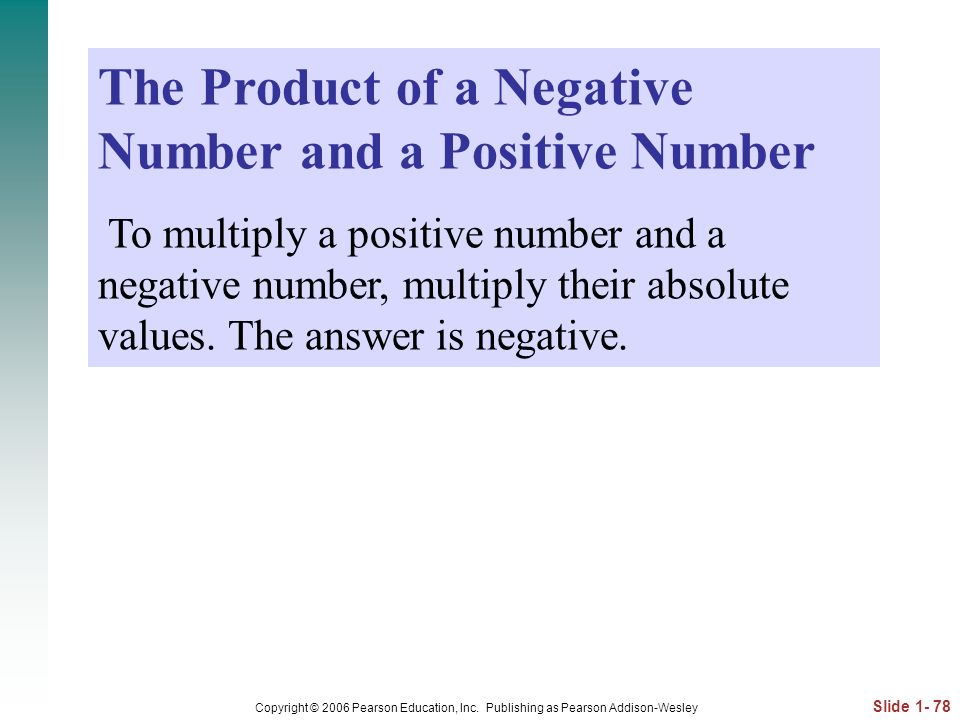 The Product of a Negative Number and a Positive Number